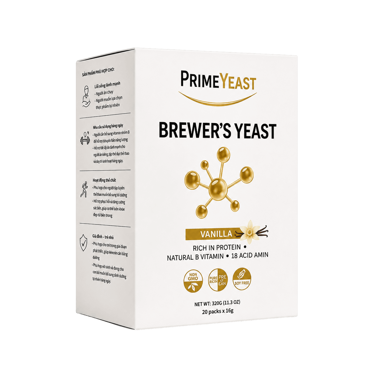 PrimeYeast Brewer's Yeast – Vanilla – Box of 20 sachets (320g)