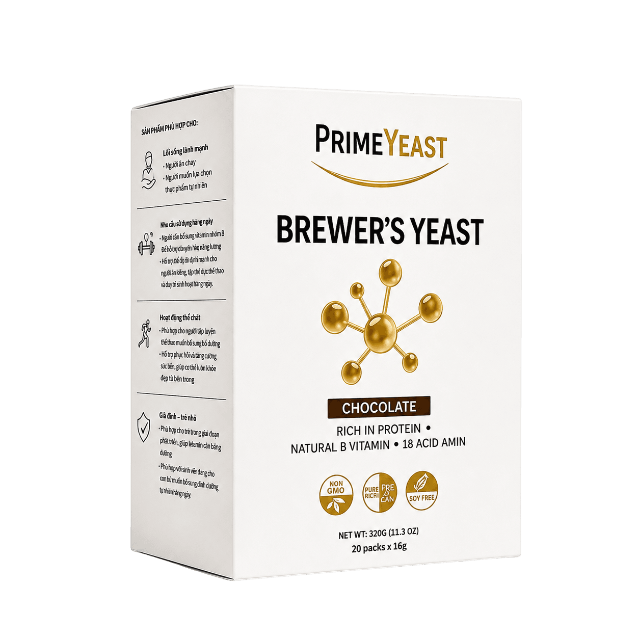 PrimeYeast Brewer's Yeast – Chocolate – Box of 20 sachets (320g)